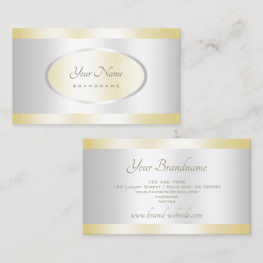 Elegant Gold- en Silver Effect Design Professional Visitekaartje (Voorkant / Achterkant)