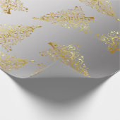 Elegant Gold- en Silver-kerstboompatroon Cadeaupapier (Hoek)
