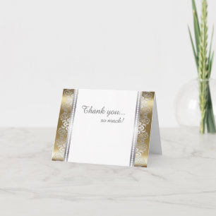 Elegant Gold- en Silver Lace-ontwerp Diy Words Bedankkaart