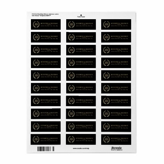 Elegant Gold en Silver Laurel Wreath Etiket (Full Sheet)