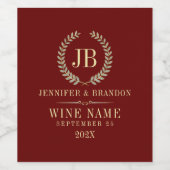 Elegant Gold en Silver Laurel Wreaton Red Wijn Etiket (Enkel label)