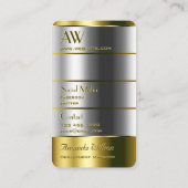 Elegant Gold en Silver met monogram verticaal Visitekaartje (Achterkant)