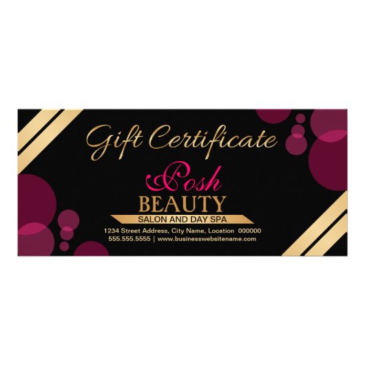 Elegant Gold- en warmroze-cadeaubon Reclamekaart (Voorkant)