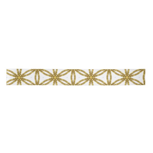 Elegant Gold en White Geometric Pattern Lint (Voorkant)