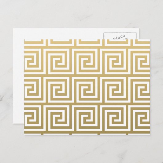 Elegant Gold en White Greek Key Pattern Briefkaart (Voorkant / Achterkant)