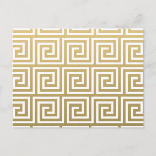 Elegant Gold en White Greek Key Pattern Briefkaart