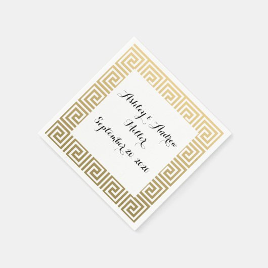 Elegant Gold en White Greek Key Pattern Servet (Hoek)