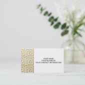 Elegant Gold en White Greek Key Pattern Visitekaartje (Staand voorkant)