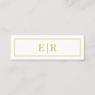 Elegant Gold en White Monogram Professional Mini Visitekaartje