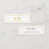 Elegant Gold en White Monogram Professional Mini Visitekaartje (Voorkant / Achterkant)