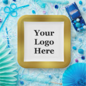 Elegant Gold en White Uw Logo hier Sjabloon Papieren Bordje (Feest)