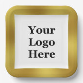 Elegant Gold en White Uw Logo hier Sjabloon Papieren Bordje (Voorkant)