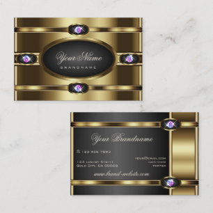 Elegant Gold en zwart met Shimmery Rhinestones Visitekaartje