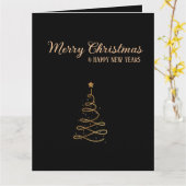 Elegant Gold en zwarte kerstbomen Kaart (Gele Bloem)