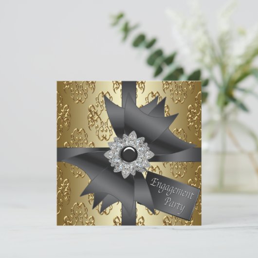 Elegant Gold Engagement Party Invitations (Debout devant)