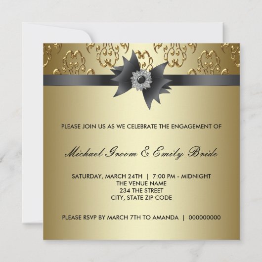 Elegant Gold Engagement Party Invitations (Dos)