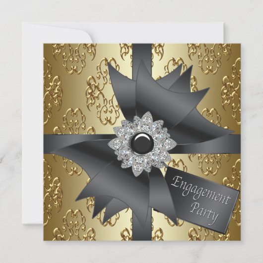 Elegant Gold Engagement Party Invitations (Devant)