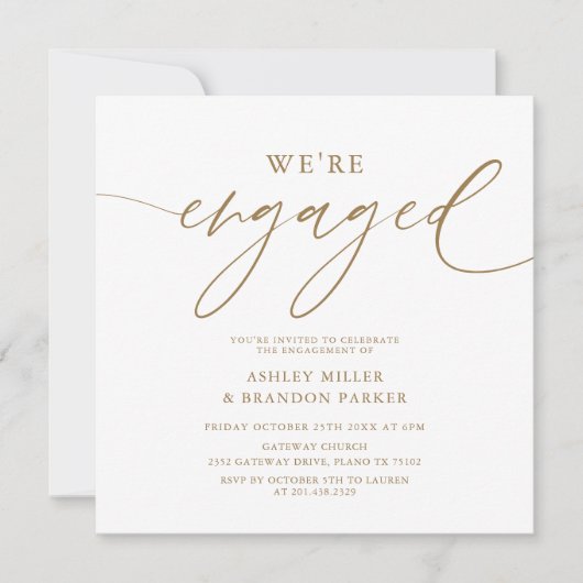 Elegant Gold Engagement Party - Uitnodiging tot ui (Voorkant)