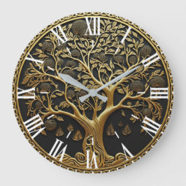 Elegant Gold Engraved Tree Grote Klok