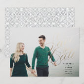 Elegant Gold Enregistrer le carte photo de calligr (Devant / Derrière)