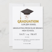 Elégant Gold et Black Graduation Invitation (Dos)