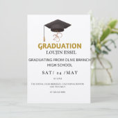 Elégant Gold et Black Graduation Invitation (Debout devant)