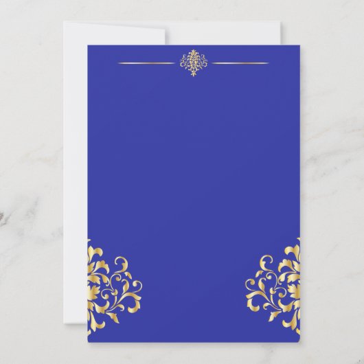 Elégant Gold et Blue Damask Numéros de table (Dos)