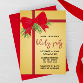 Elégant Gold et Red Bow Fête Invitation