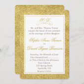 Elégant Gold et White Bordure Mariage Invitation (Devant / Derrière)