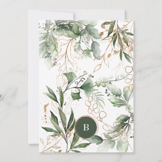 Elegant Gold Eucalyptus Boho Emerald Green Circles Kaart (Achterkant)