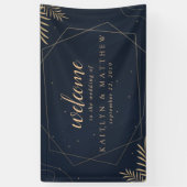 Elegant Gold Eucalyptus Geometric Wedding Party Spandoek (Verticaal)