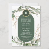 Elegant Gold Eucalyptus Greenery Boho Moss Green Kaart (Voorkant)