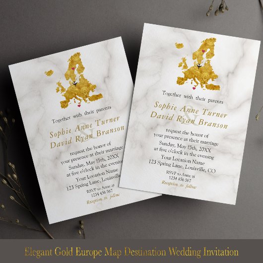 Elégant Gold Europe Carte Destination Mariage