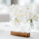 Elegant Gold Faux Foil Arch Acrylic Table Number<br><div class="desc">Please note: • The gold foil elements are simulated and printed digitally — they are not real foil. • Wood block stand is not included. Pair with matching stationery to create a cohesive and stylish celebration. • Add a touch of modern luxury to your wedding reception with this minimalist arched...</div>