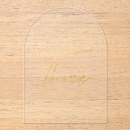 Elegant Gold Faux Foil Arch Acrylic Table Number Acryl Uitnodigingen (Voorkant)