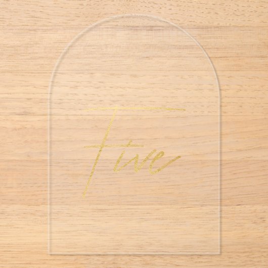 Elegant Gold Faux Foil Arch Acrylic Table Number Acryl Uitnodigingen (Voorkant)