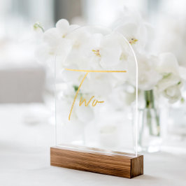Elegant Gold Faux Foil Arch Acrylic Table Number Acryl Uitnodigingen