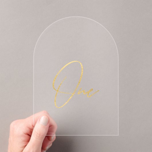 Elegant Gold Faux Foil Arch Acrylic Table Number Acryl Uitnodigingen (Insitu (Draagbaar))
