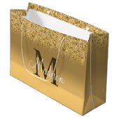 Elegant Gold Faux Glitter Monogram Groot Cadeauzakje (Voorkant Gekanteld)