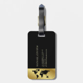 Elegant Gold Faux Travel Wereldkaart gepersonalise Bagagelabel (Achterkant verticaal)