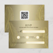Elegant Gold Feather RSVP Card For Luxury Event (Devant / Derrière)