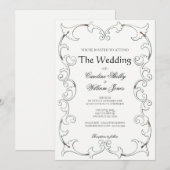 Élégant Gold Filigree Faire-part de mariage simple (Devant / Derrière)