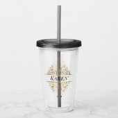 Elegant Gold Filigree Lijst| Monogram bruiloft Acryl Drinkbeker (Voorkant)