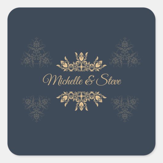 Elegant Gold Filigree Personalized Name Stickers (Voorkant)