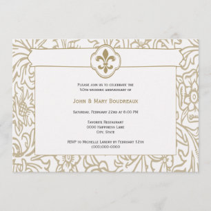 Elegant Gold Fleur de Lis Event Invitations Kaart