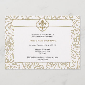 Elegant Gold Fleur de Lis Event Invitations Kaart