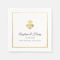 Elegant Gold Fleur de Lis Personalized Wedding