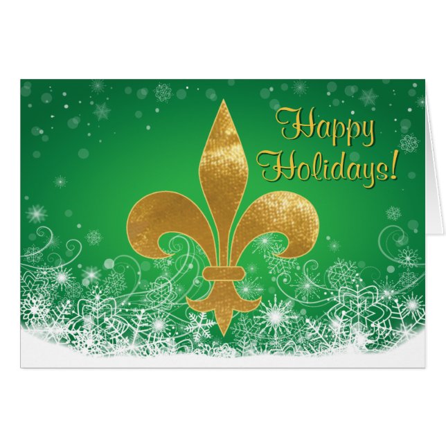 Elegant Gold Fleur Green Holiday (Voorkant Horizontaal)