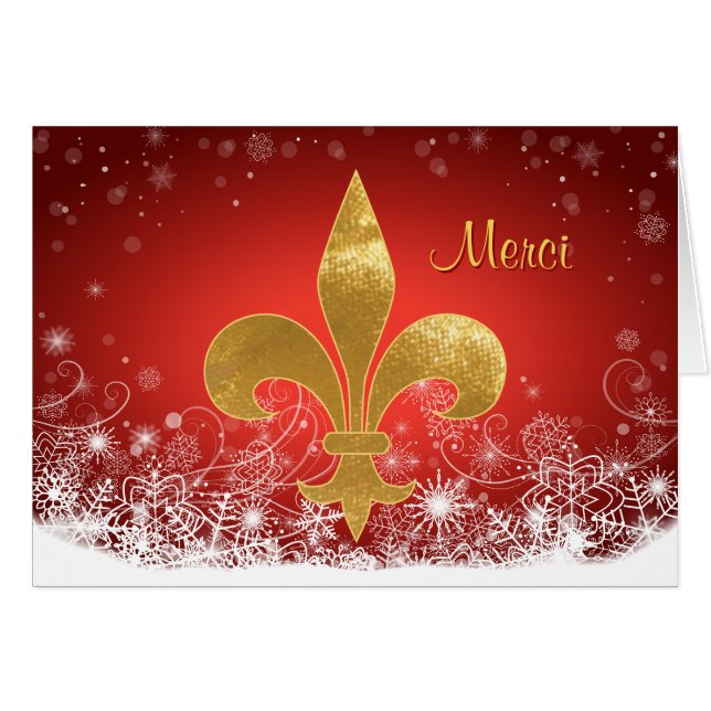 Elegant Gold Fleur Red Holiday "Merci" Hartelijk d (Voorkant Horizontaal)