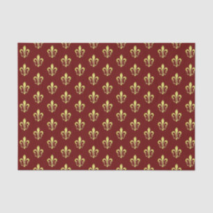 Elegant Gold Fleurs de lys Dark Red Tissue Paper Tissuepapier